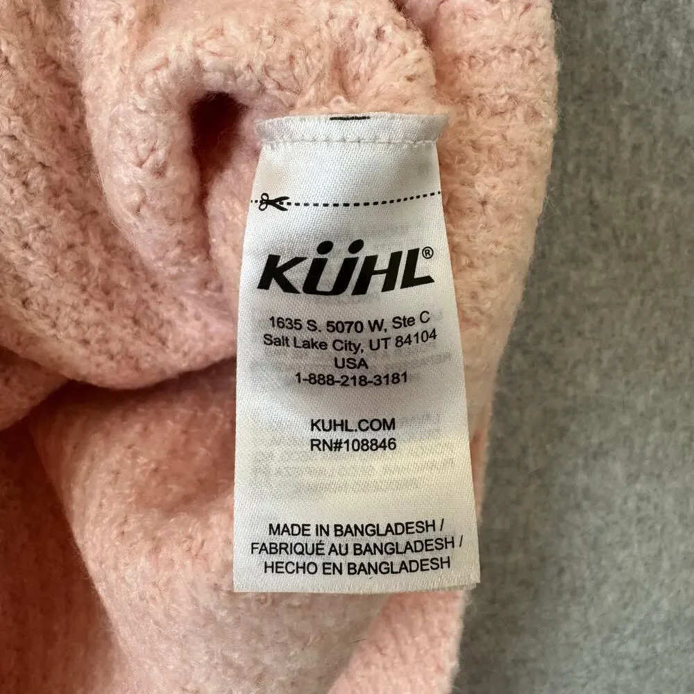 Kuhl Women's Sienna Sweater Medium Pink Waffleknit Turtleneck Cozy Gorpcore